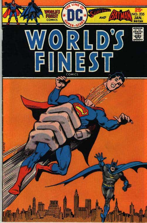 A giant hand 
squeezes Superman so hard that his head pops off. Batman runs towards 
Superman, too late to save his friend.